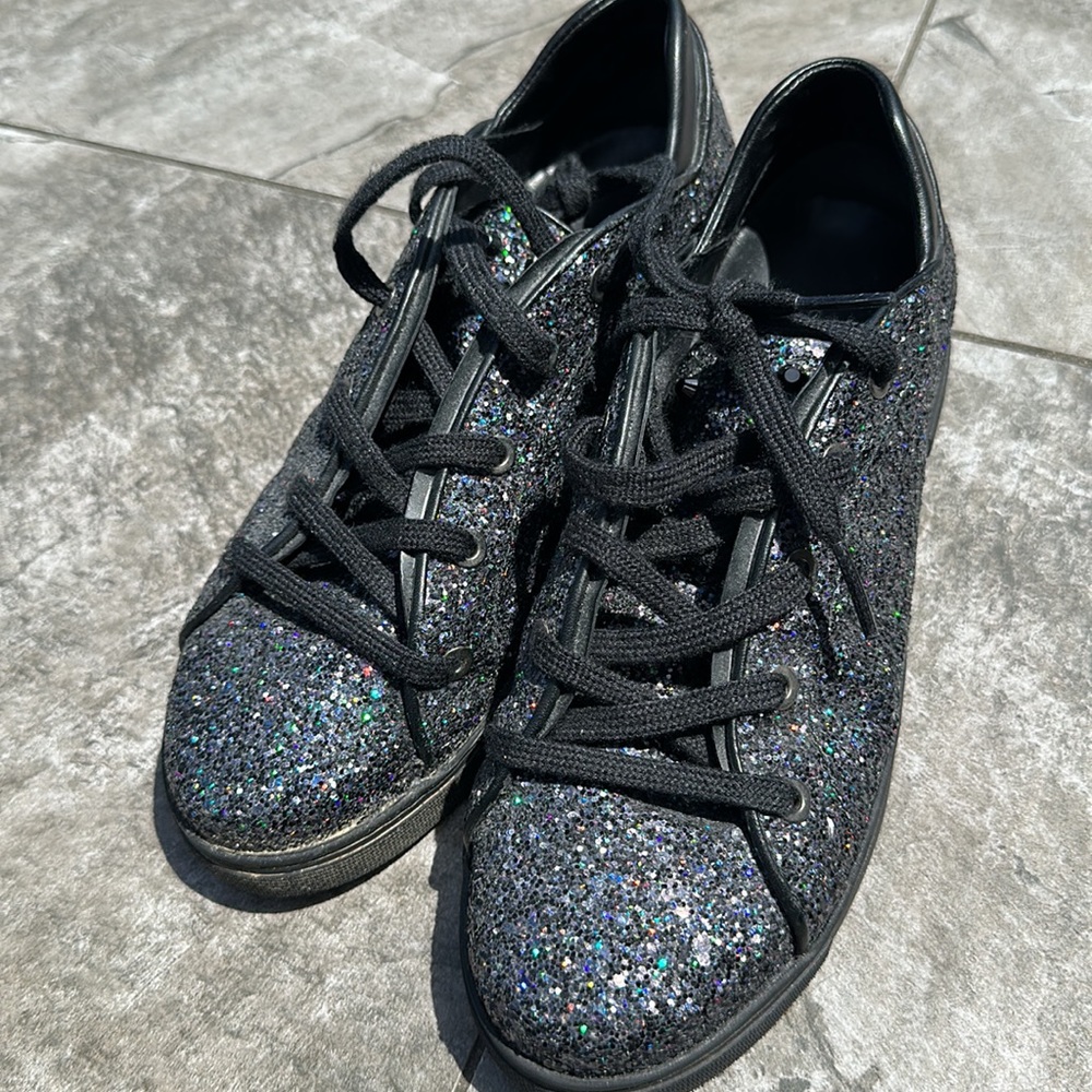 Stuart Weitzmann multi sequins black sneakers